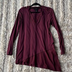 White House Black Market Deep Red V-Neck Top